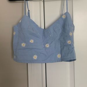 Sunflower blue and white tank